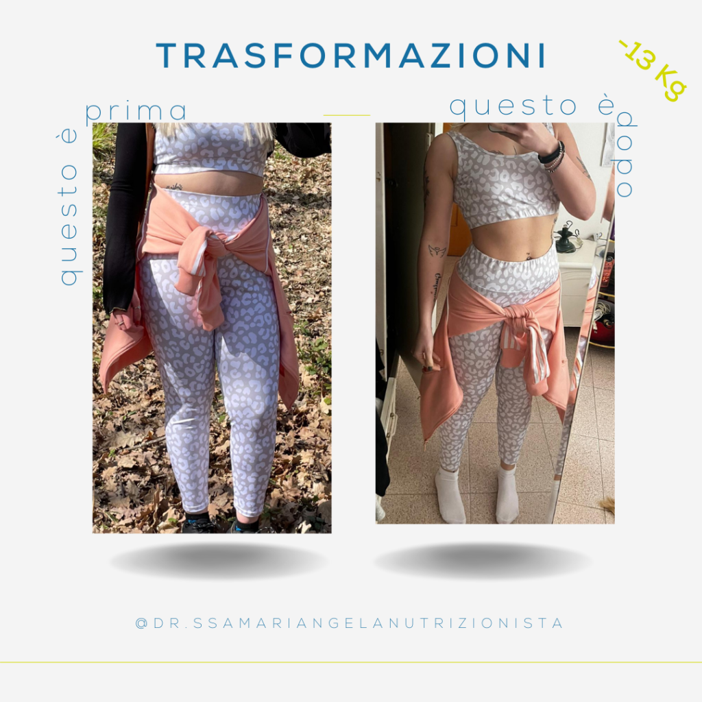 Trasformazione di una paziente che ha perso 13 kg grazie a un percorso nutrizionale personalizzato: il "prima e dopo" racconta una storia di impegno e successo.