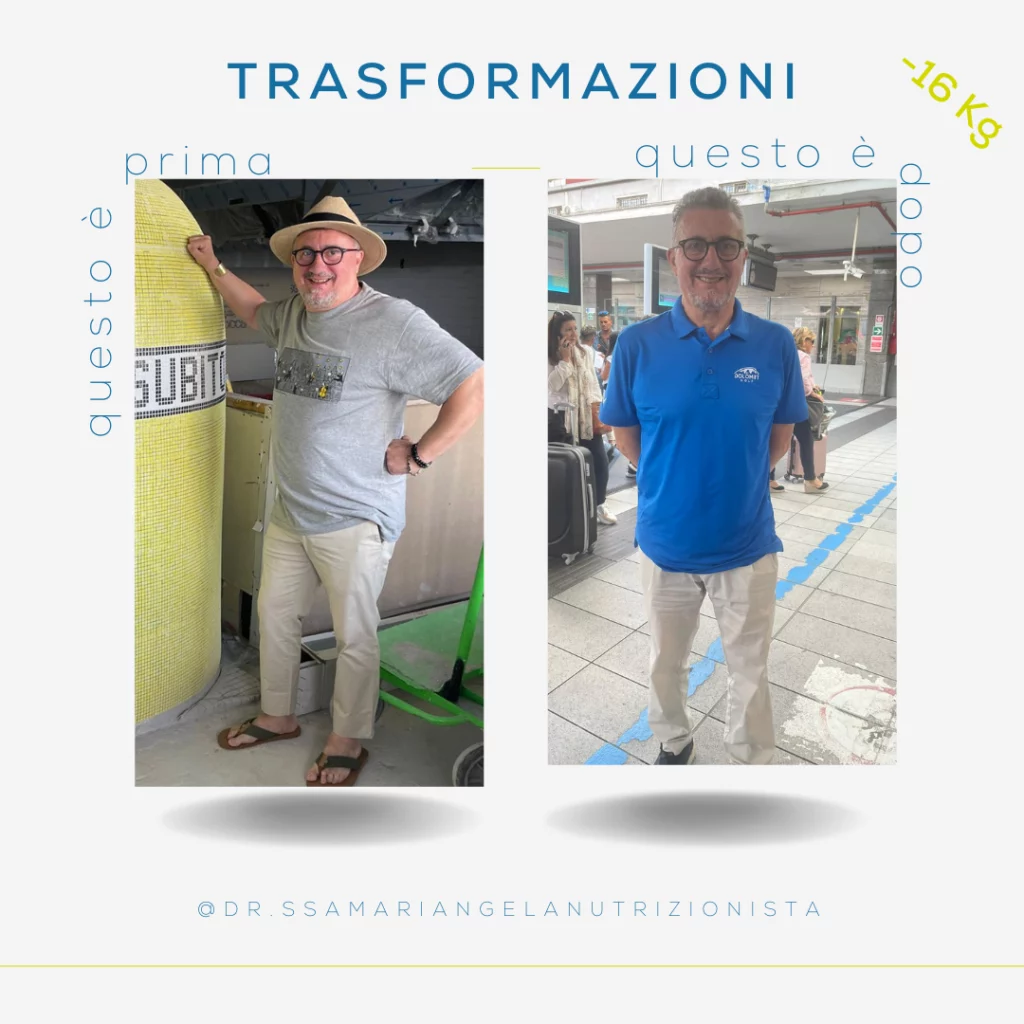 Trasformazione di una paziente che ha perso 16 kg grazie a un percorso nutrizionale personalizzato: il "prima e dopo" racconta una storia di impegno e successo.