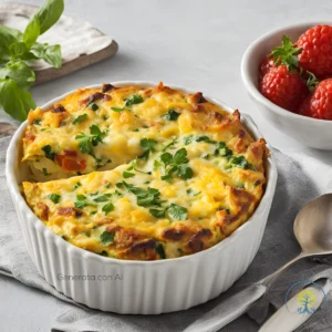 Frittatina al forno dorata, arricchita con verdure colorate e formaggio filante, ideale per una colazione, pranzo o cena sana e veloce.